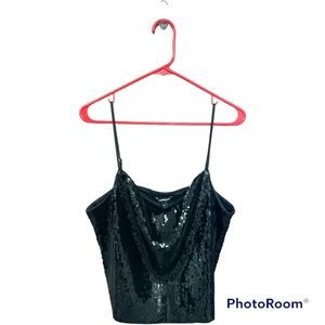 Express top NEW! NWT Black Sequin Embellished tank top